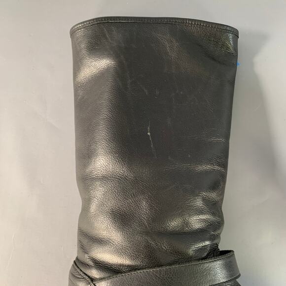 FENDI Size 9 Black Leather Shearling Lined Pull On Buckle Boots main image 5